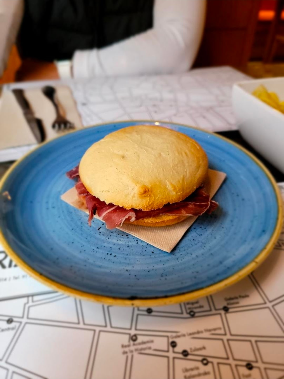 Jamón ibérico on warm bread, a Madrid lunch stop